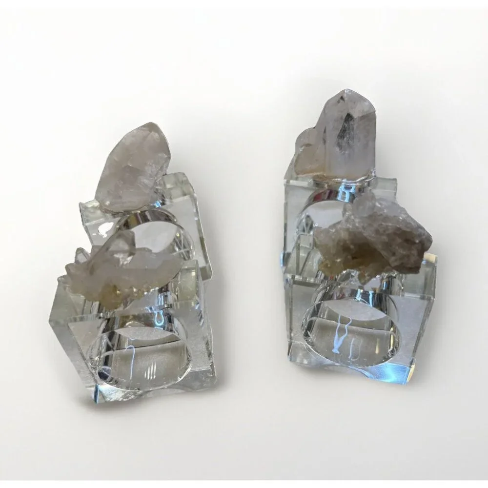 4pc Geode Napkin Rings Z Gallerie Quartz Crystal Druzy Napkin Holders Luxury New